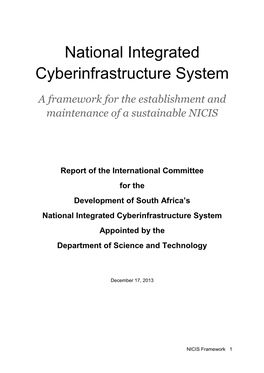 National Integrated Cyberinfrastructure System a Framework for the Establishment and Maintenance of a Sustainable NICIS
