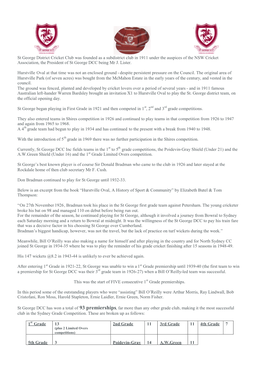 St George District Cricket Club Was Founded As a Subdistrict Club in 1911 Under the Auspices of the NSW Cricket Association, the President of St George DCC Being Mr J