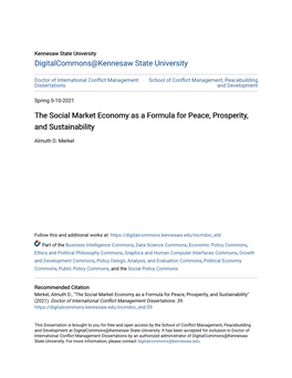 The Social Market Economy As a Formula for Peace, Prosperity, and Sustainability