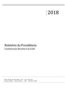 Relatório Da Presidência Confederação Brasileira De Golfe