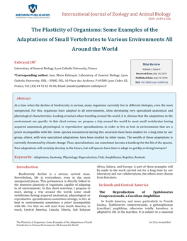 Some Examples of the Adaptations of Small Vertebrates to Various Environments All Around the World