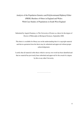 Burdens of Otters in England and Wales: with Case Studies of Populations in South West England