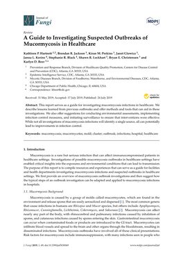 A Guide to Investigating Suspected Outbreaks of Mucormycosis in Healthcare