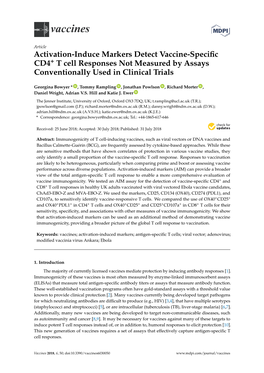 Activation-Induce Markers Detect Vaccine-Specific CD4+ T Cell