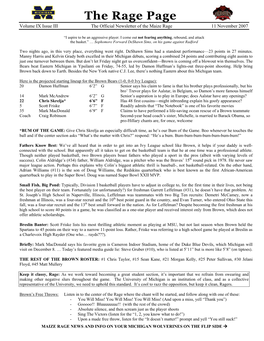 The Rage Page Volume IX Issue III the Official Newsletter of the Maize Rage 11 November 2007