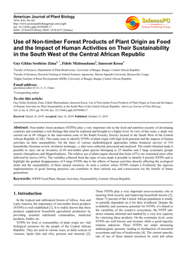 Use of Non-Timber Forest Products of Plant Origin As Food and the Impact