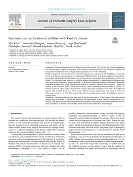 Free Intestinal Perforation in Children with Crohn's Disease