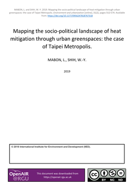 Mapping the Socio-Political Landscape of Heat Mitigation Through Urban Greenspaces: the Case of Taipei Metropolis