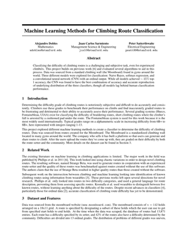 Machine Learning Methods for Climbing Route Classification