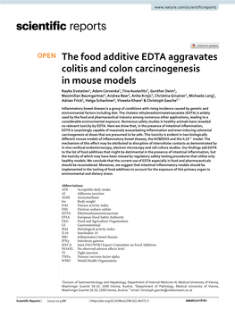 The Food Additive EDTA Aggravates Colitis and Colon Carcinogenesis in Mouse Models