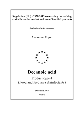 Decanoic Acid Product-Type 4 (Food and Feed Area Disinfectants)