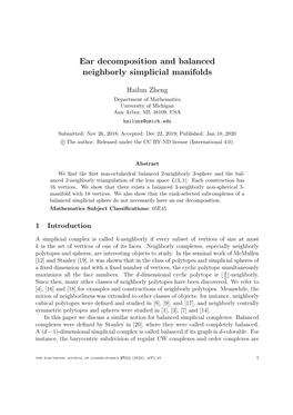 Ear Decomposition and Balanced Neighborly Simplicial Manifolds