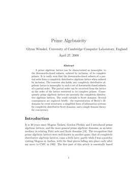 Prime Algebraicity
