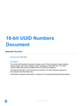 16-Bit UUID Numbers Document