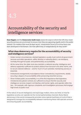 Accountability of the Security and Intelligence Services