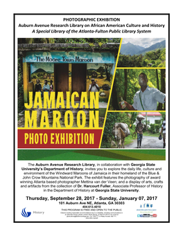 PHOTOGRAPHIC EXHIBITION Auburn Avenue Research Library on African American Culture and History a Special Library of the Atlanta-Fulton Public Library System