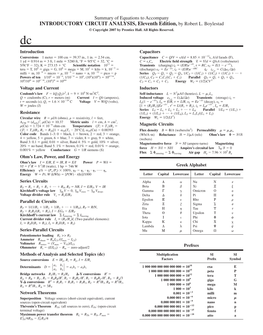 26-Summary of Equations to Accompany.Pdf