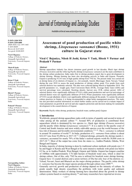 Assessment of Pond Production of Pacific White Shrimp, Litopenaeus