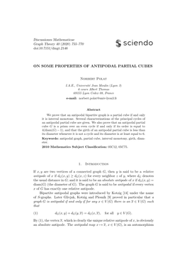 On Some Properties of Antipodal Partial Cubes