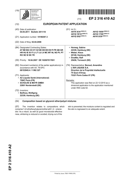 Composition Based on Glycerol Ether/Polyol Mixtures