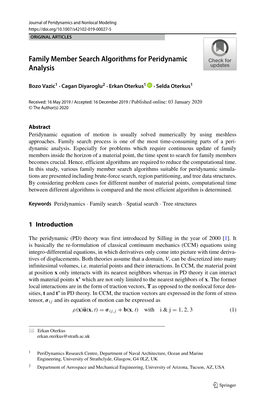 Family Member Search Algorithms for Peridynamic Analysis