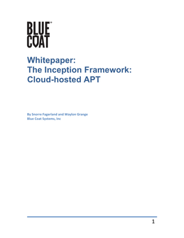 Whitepaper: the Inception Framework: Cloud-Hosted APT