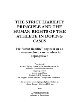 The Strict Liability Principle and the Human Rights of the Athlete in Doping Cases