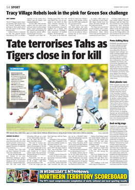 NORTHERN TERRITORY SCOREBOARD the NT’S Most Comprehensive Compilation of World, National and Local Sporting Results