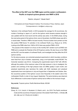 The Effect of the SST Over the PMM Region and the Eastern Northwestern Pacific on Tropical Cyclone Genesis Over WNP in 2018