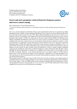 Sea Ice and Snow Parameter Retrieval from Low Frequency Passive Microwave Remote Sensing