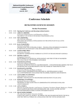 Conference Schedule