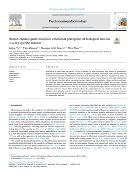 Human Chemosignals Modulate Emotional Perception of Biological Motion in a Sex-Speciﬁc Manner T ⁎ Yuting Yea,B, Yuan Zhuanga,B, Monique A.M