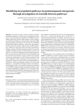 Identifying Dysregulated Pathways in Postmenopausal Osteoporosis Through Investigation of Crosstalk Between Pathways