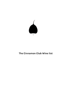 The Cinnamon Club Wine List