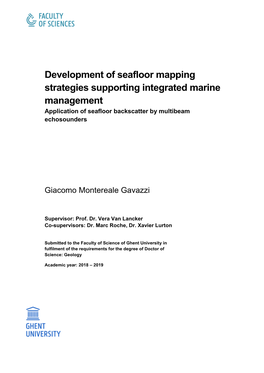 Development of Seafloor Mapping Strategies Supporting Integrated Marine Management Application of Seafloor Backscatter by Multibeam Echosounders
