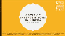 Covid-19 Interventions in Kibera