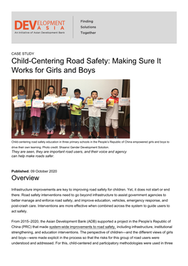 Child-Centering Road Safety: Making Sure It Works for Girls and Boys