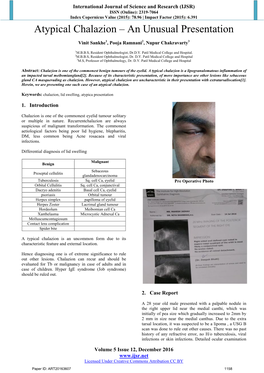 Atypical Chalazion – an Unusual Presentation