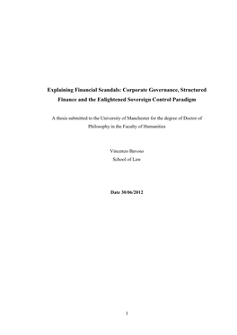 Explaining Financial Scandals: Corporate Governance, Structured Finance and the Enlightened Sovereign Control Paradigm