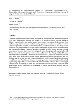 A Comparison of Biodegradation Caused by Teredinidae (Mollusca