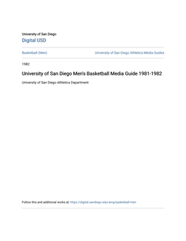 University of San Diego Men's Basketball Media Guide 1981-1982