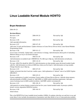 Linux Loadable Kernel Module HOWTO