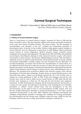 Corneal Surgical Techniques