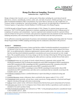 Pre-Harvest Sampling Protocol Publication Date: August 25, 2020