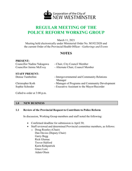 Regular Meeting of the Police Reform Working Group