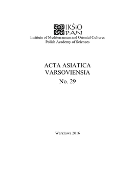 ACTA ASIATICA VARSOVIENSIA No. 29