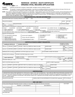 Virginia Vital Record Application