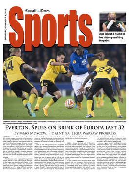 Everton, Spurs on Brink of Europa Last 32 Dynamo Moscow, Fiorentina, Legia Warsaw Progress