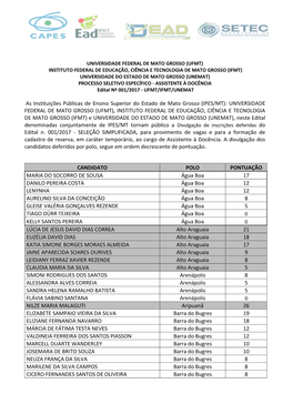 (Ipes/Mt): Universidade Federal De Mato Grosso