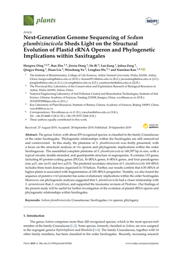 Next-Generation Genome Sequencing of Sedum Plumbizincicola Sheds